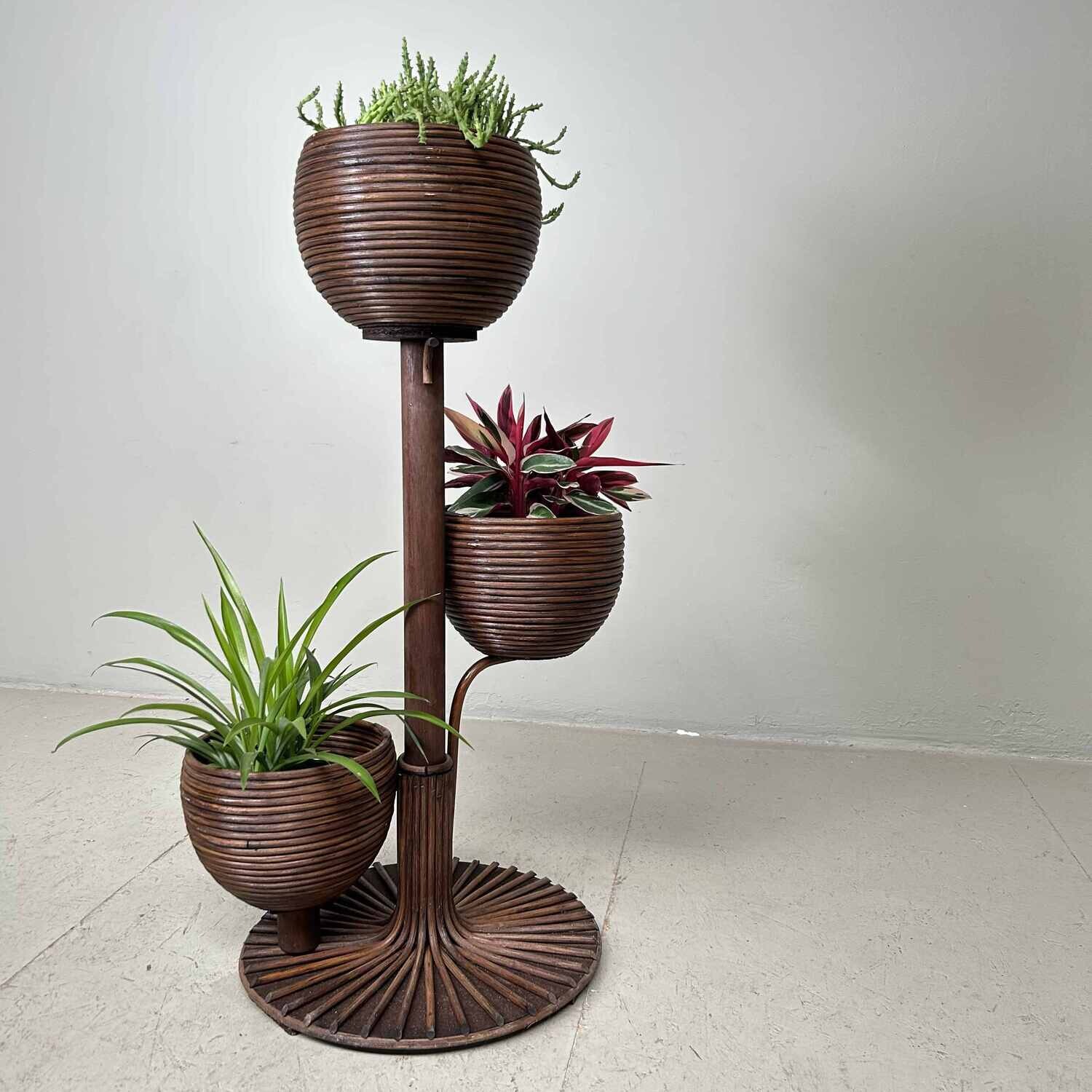 Vintage Rotan Plantenstaander jaren '70