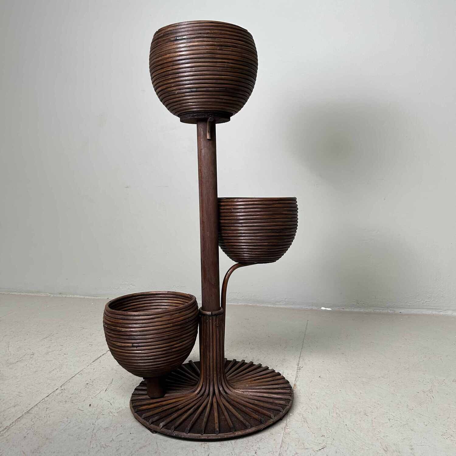 Vintage Rotan Plantenstaander jaren '70 Vintage Rotan Plantenstaander jaren '70
