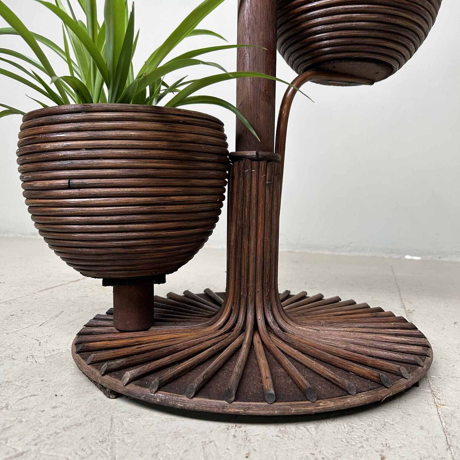 Vintage Rotan Plantenstaander jaren '70 Vintage Rotan Plantenstaander jaren '70