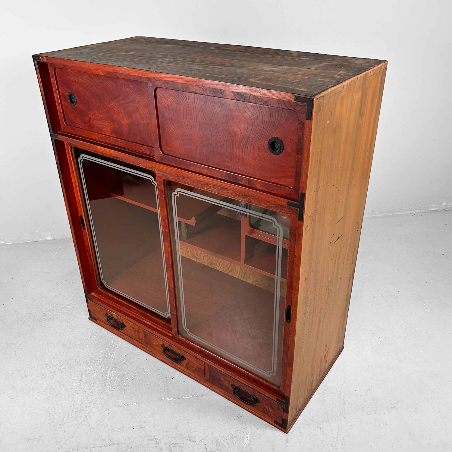 Vintage Cha Tansu, Japanse Theekast, Shōwa Periode.