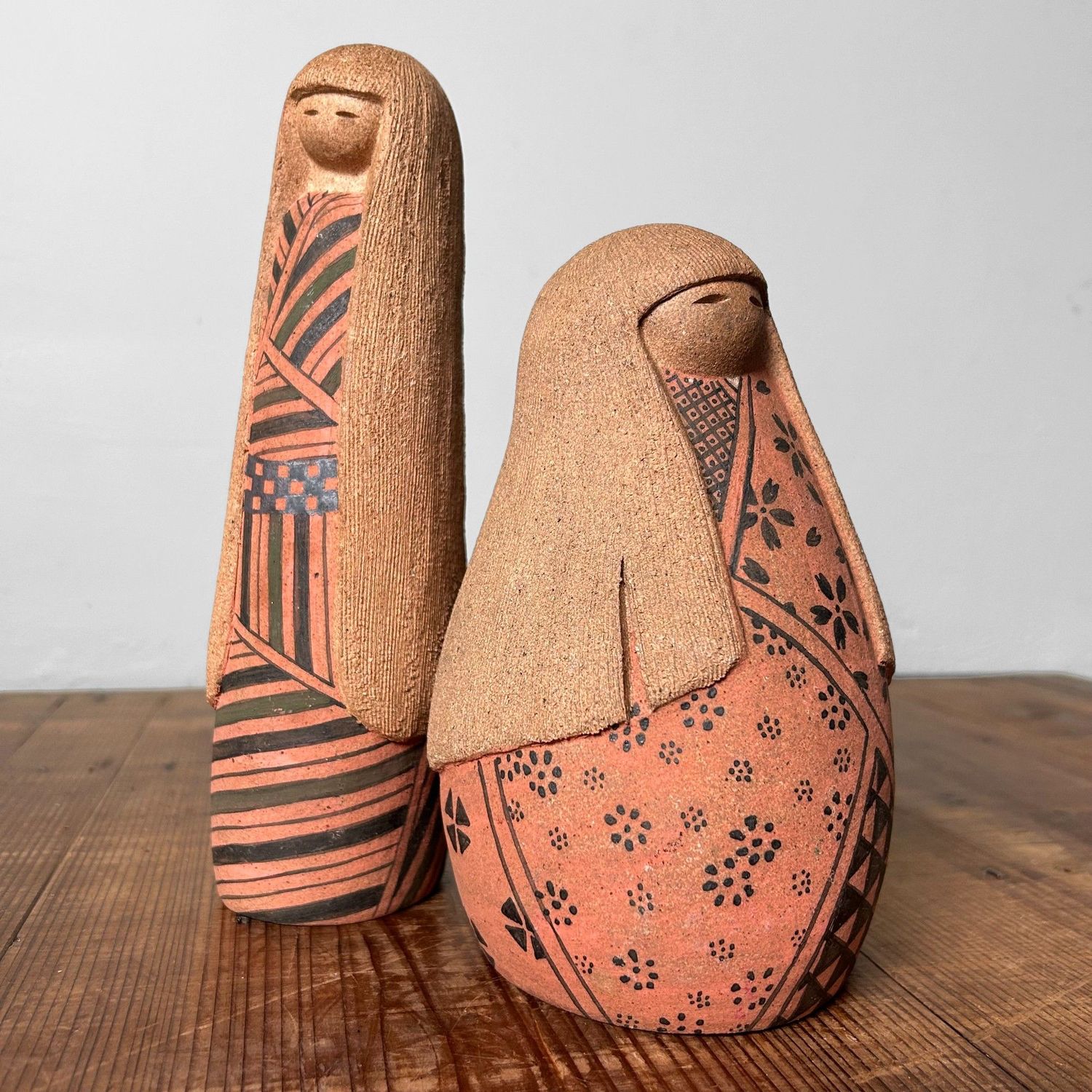 Rare Set of Terracotta Kokeshi, Shōwa Period, Japan.