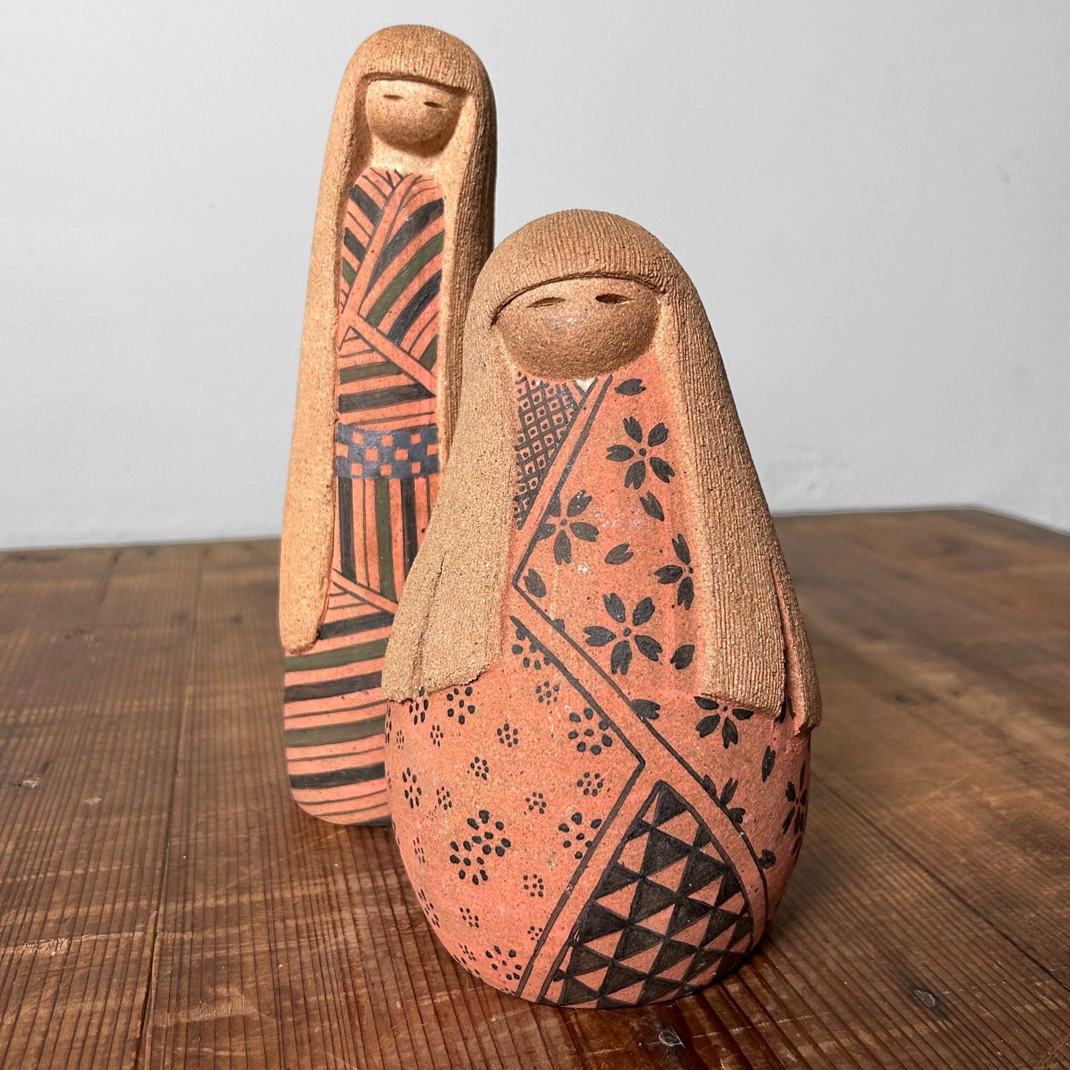 Rare Set of Terracotta Kokeshi, Shōwa Period, Japan.
