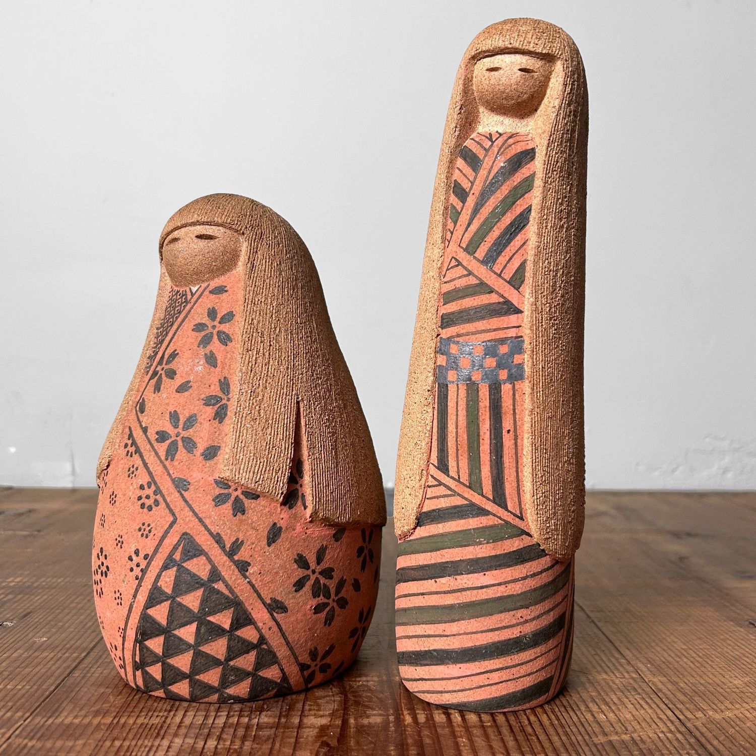 Rare Set of Terracotta Kokeshi, Shōwa Period, Japan.