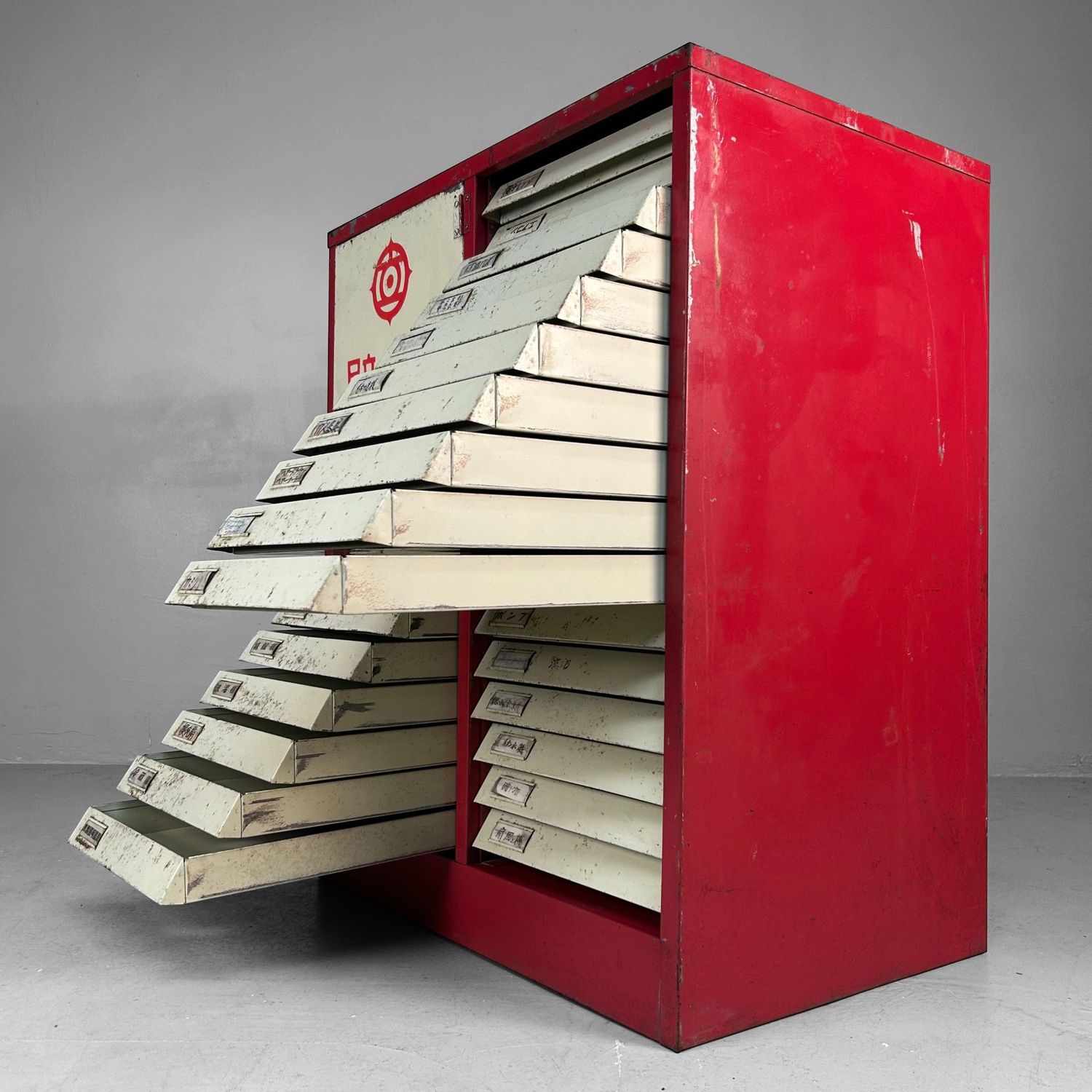 Vintage Japanese Metal Workshop Cabinet, Hitachi, 1960s