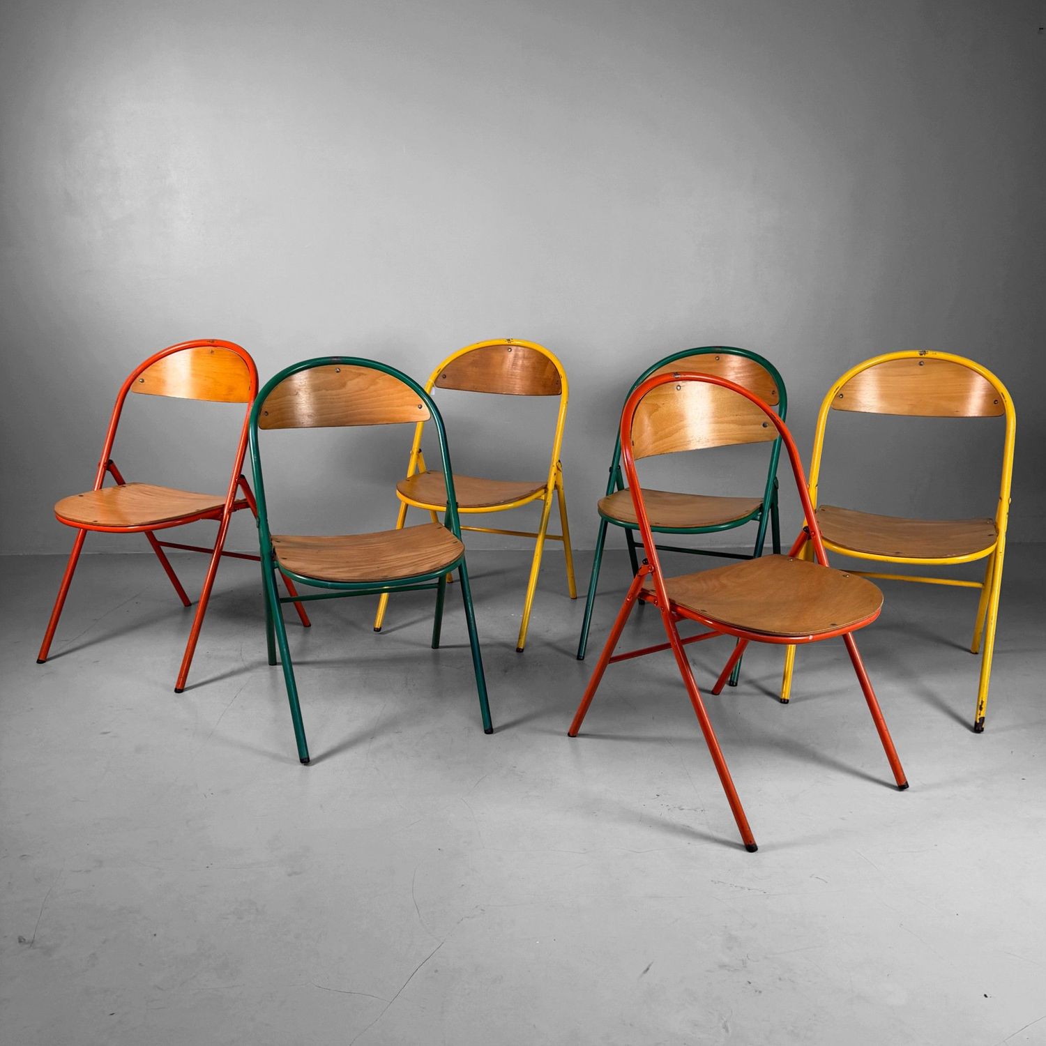 Set of Colourful Vintage Folding Chairs, 1970s