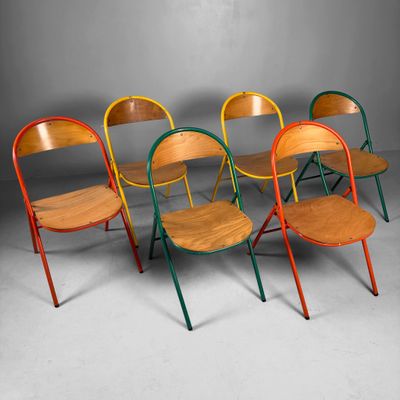 Set Kleurrijke Vintage Klapstoelen, 1970s Set Kleurrijke Vintage Klapstoelen, 1970s