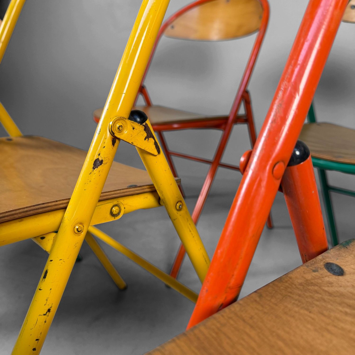 Set of Colourful Vintage Folding Chairs, 1970s
