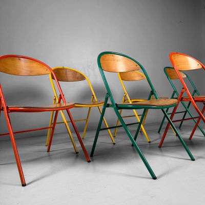 Set of Colourful Vintage Folding Chairs, 1970s
