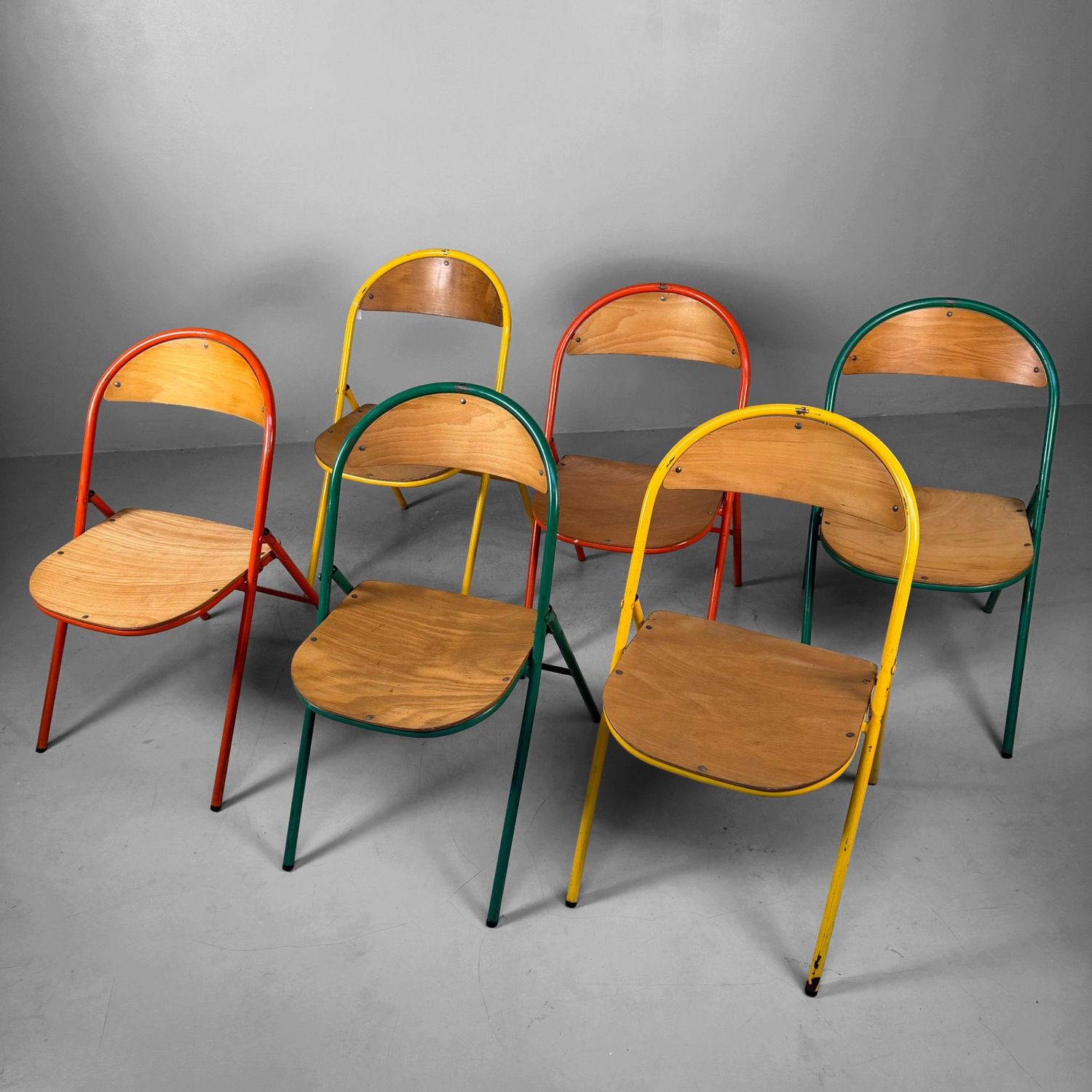 Set of Colourful Vintage Folding Chairs, 1970s