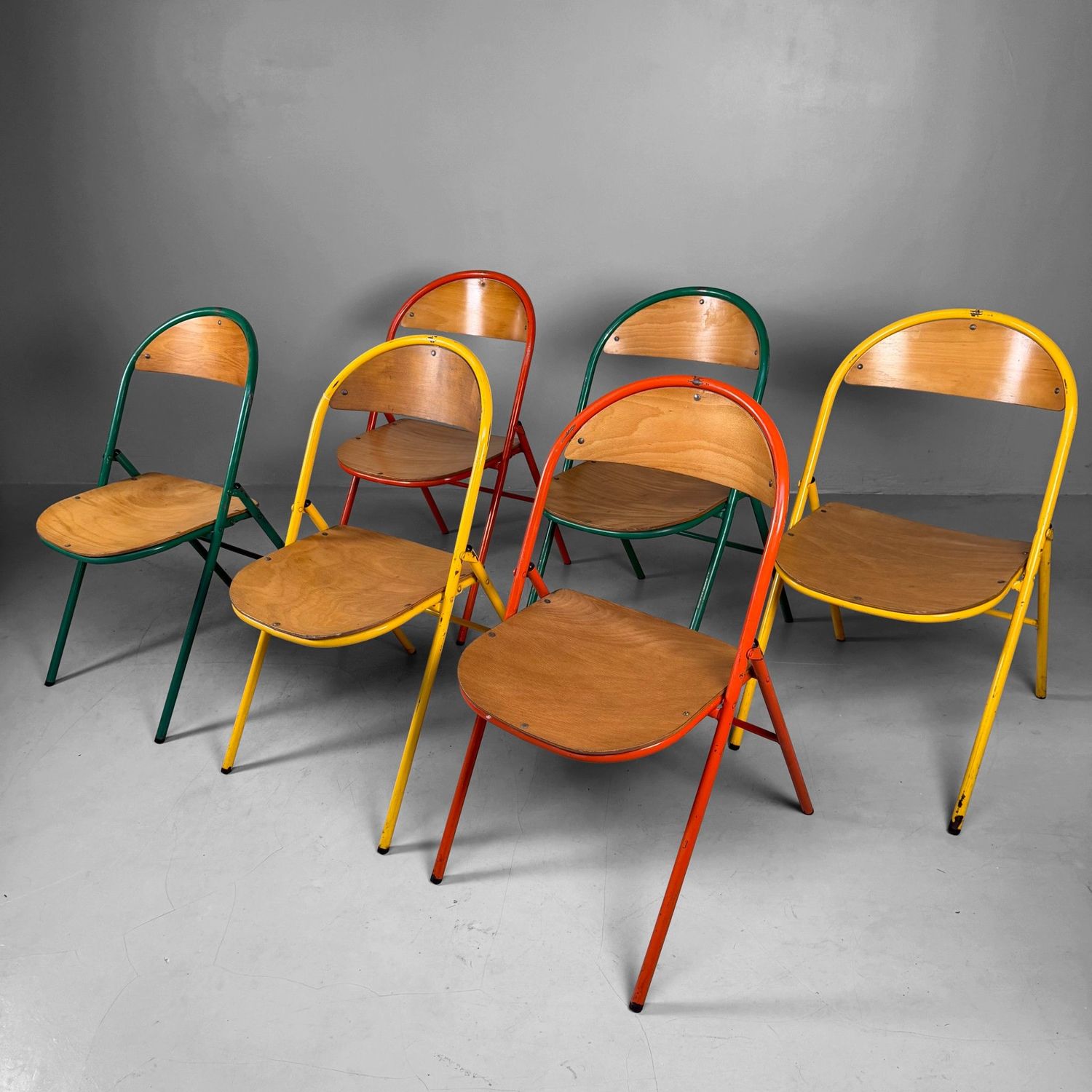 Set of Colourful Vintage Folding Chairs, 1970s