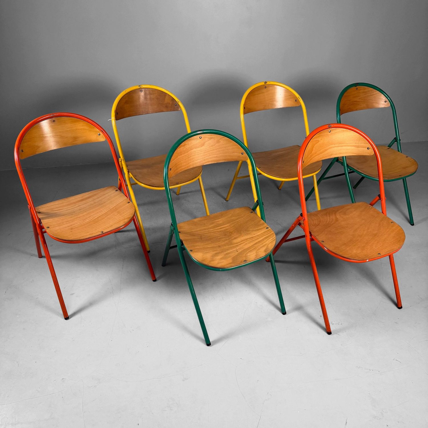 Set of Colourful Vintage Folding Chairs, 1970s