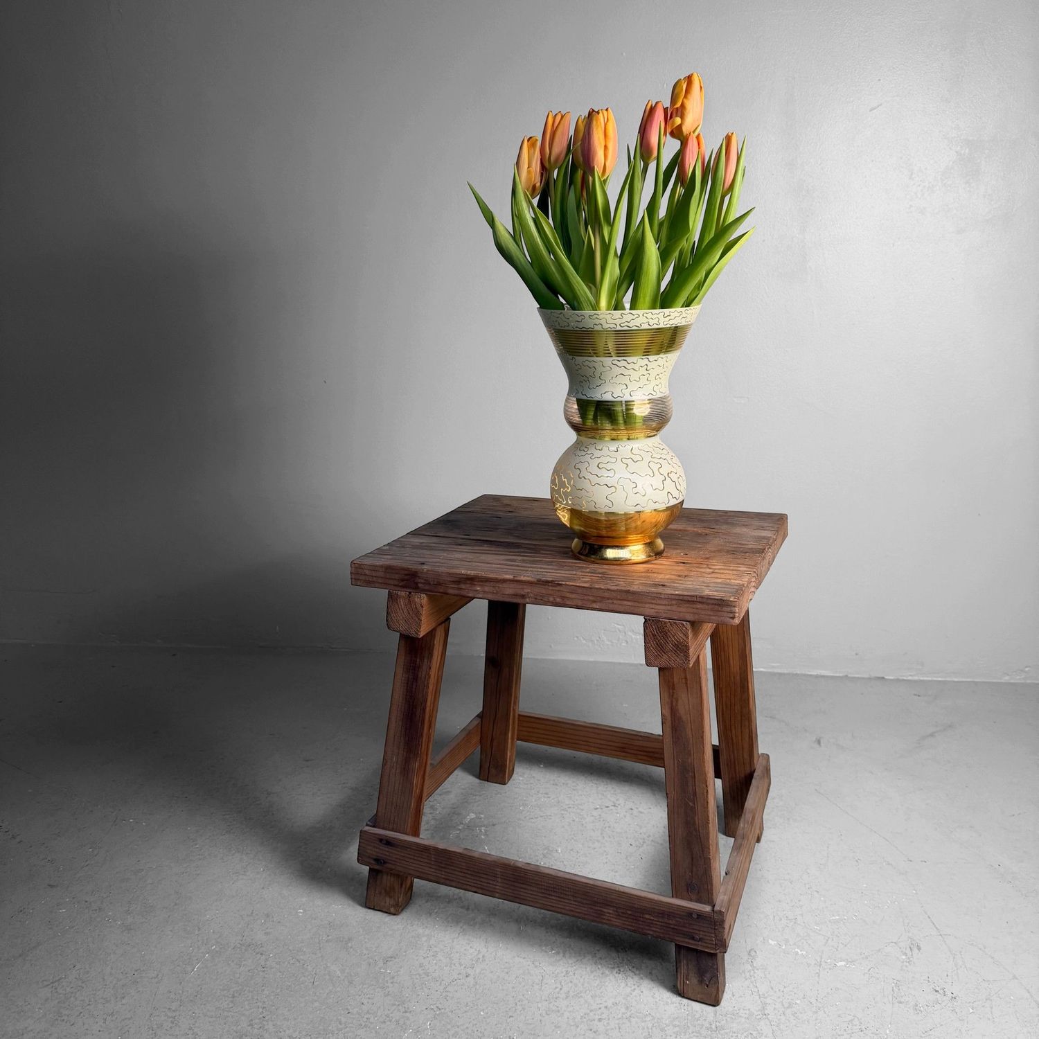 Minimalist Japanese Wooden Mingei Stool, 1920s
