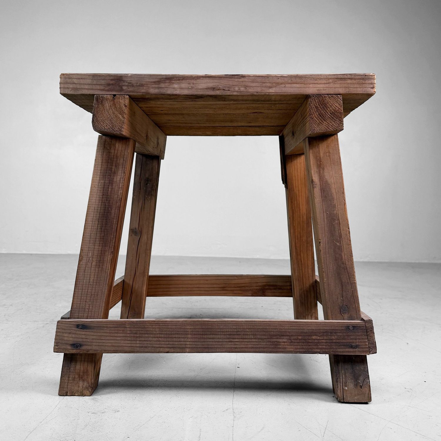 Minimalist Japanese Wooden Mingei Stool, 1920s
