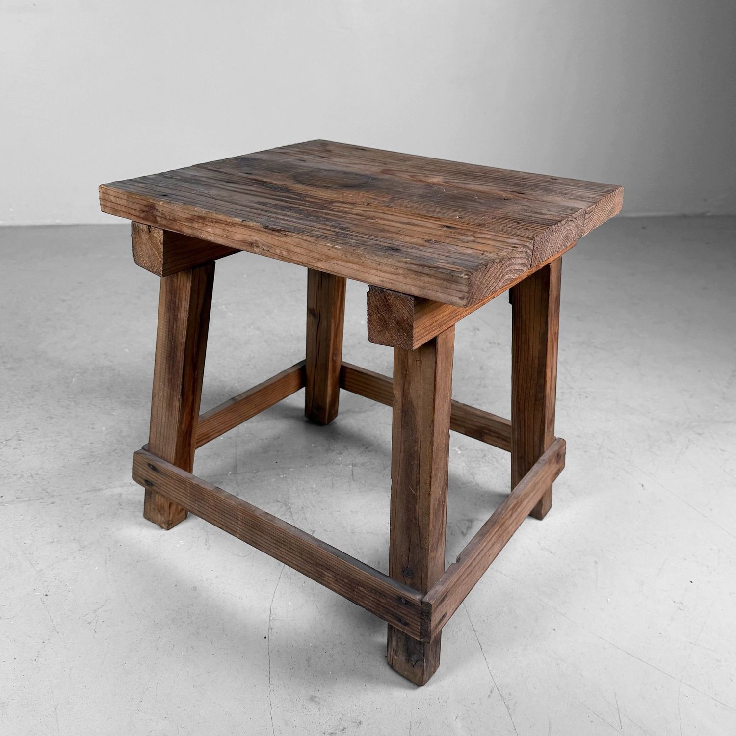 Minimalist Japanese Wooden Mingei Stool, 1920s