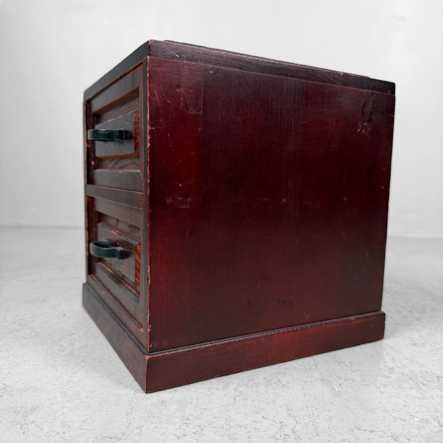 Vintage Japanese Mini Chest of Drawers, Reddish-Brown Wood, 1970s