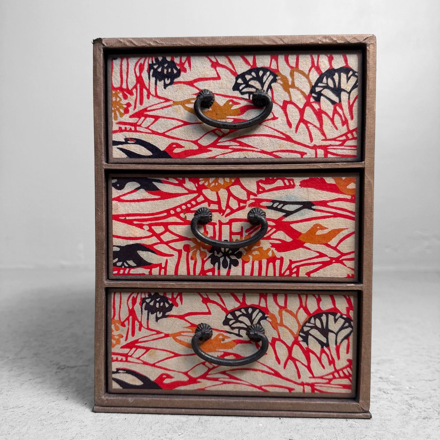 Vintage Japans Ladekastje, Decoratief Papier, 1950s