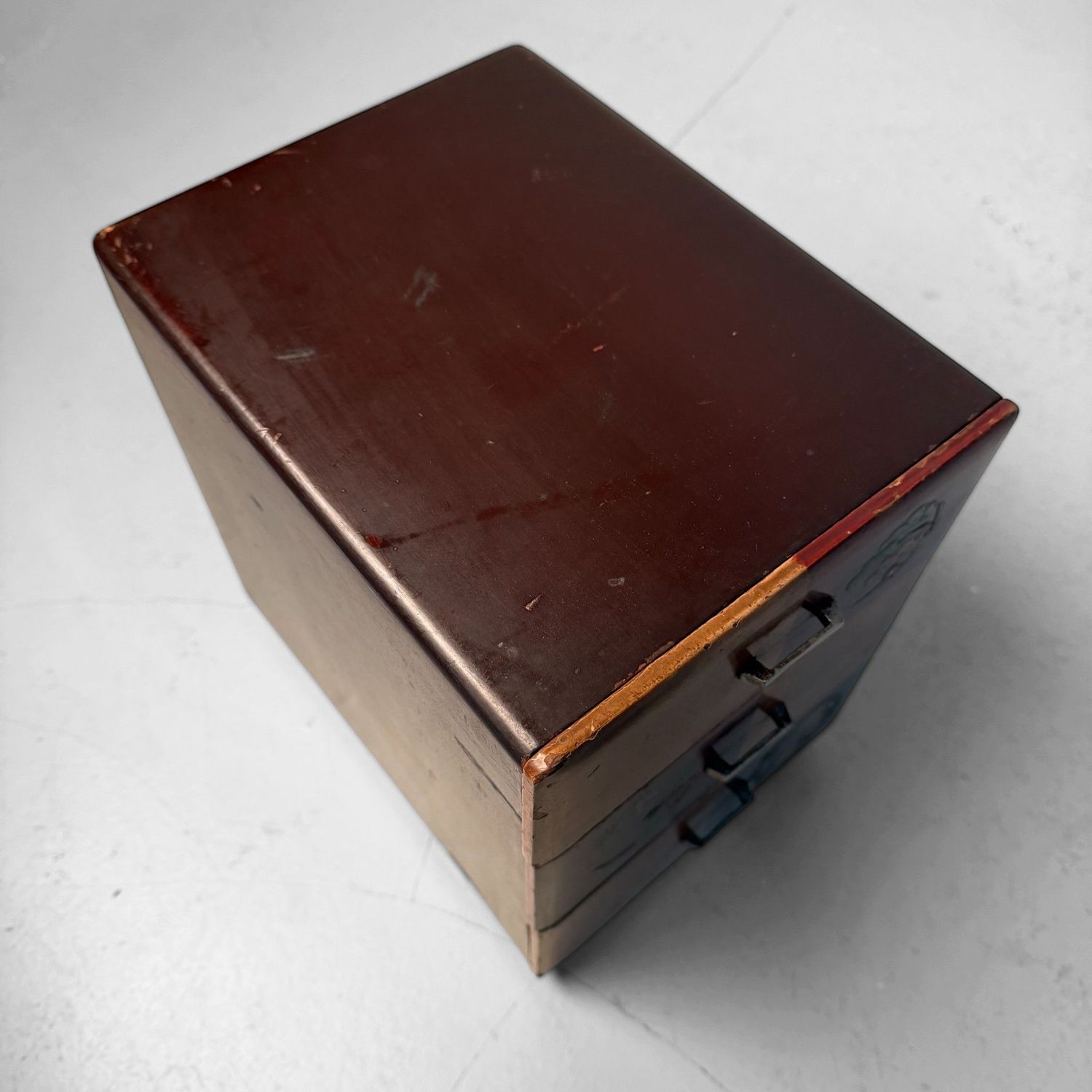 Antique Japanese Mini Chest with Floral Lacquer Decoration, 1920s