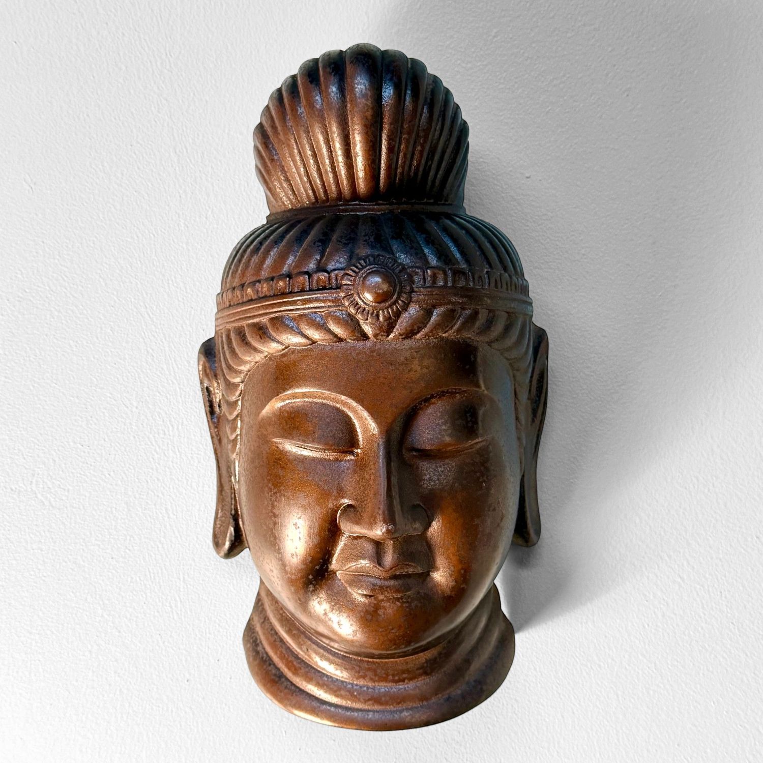 Japanese Cast Iron Wall Sculpture, Buddhist Kannon, 1960s