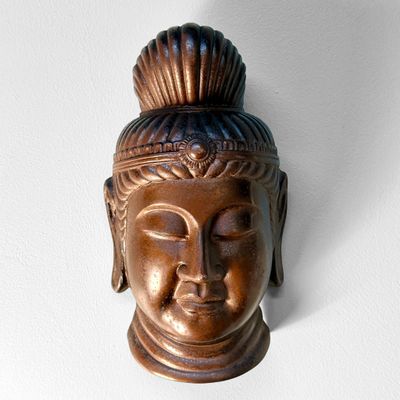 Japanese Cast Iron Wall Sculpture, Buddhist Kannon, 1960s