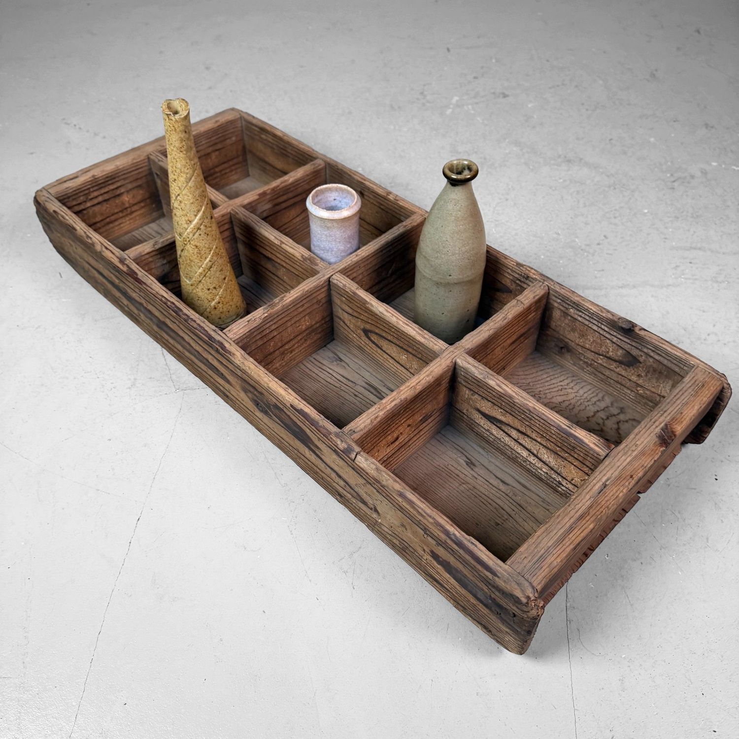 Japanese Antique Crate with Compartments, Display Tray, 1910s