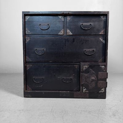 Japanese Tansu Storage Chest with Drawers, 1910s Japanese Tansu Storage Chest with Drawers, 1910s