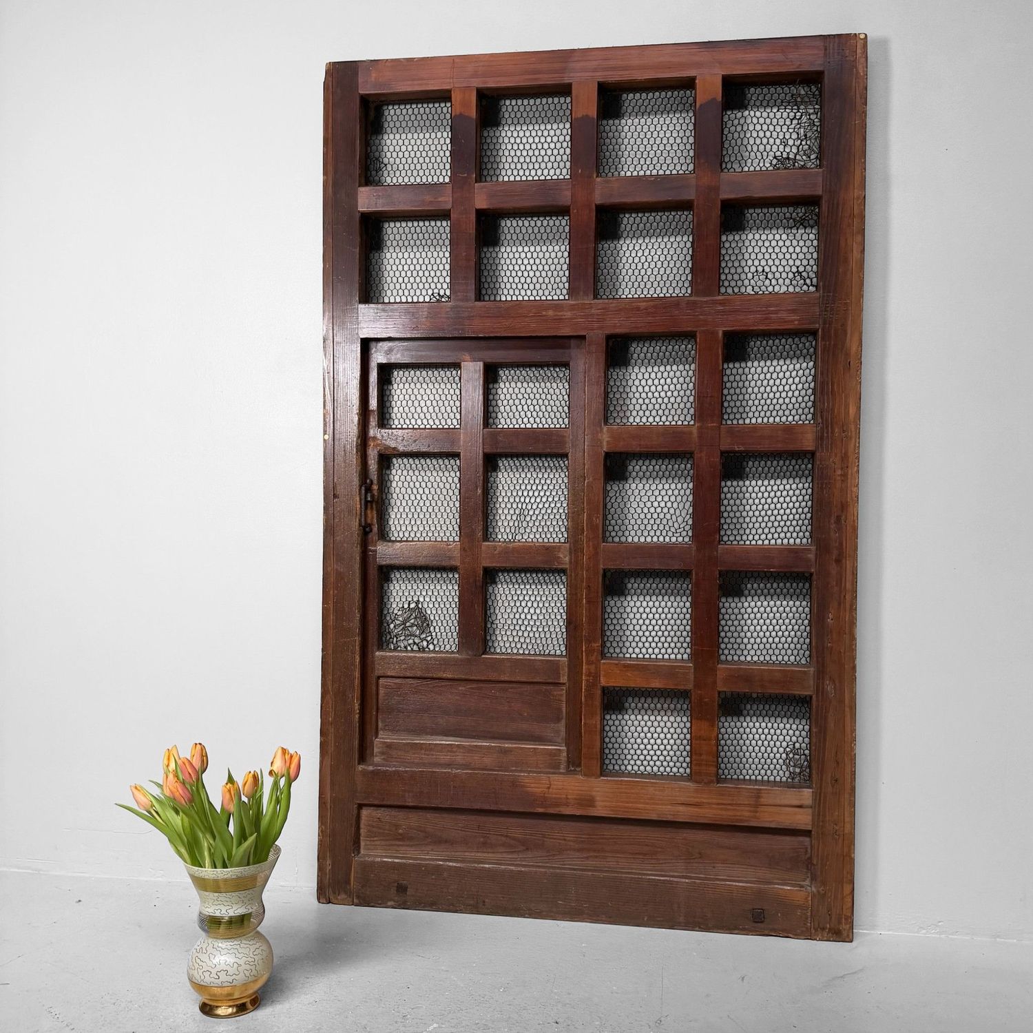 Antique Japanese Sliding Door, Architectural Wall Panel, 1890s