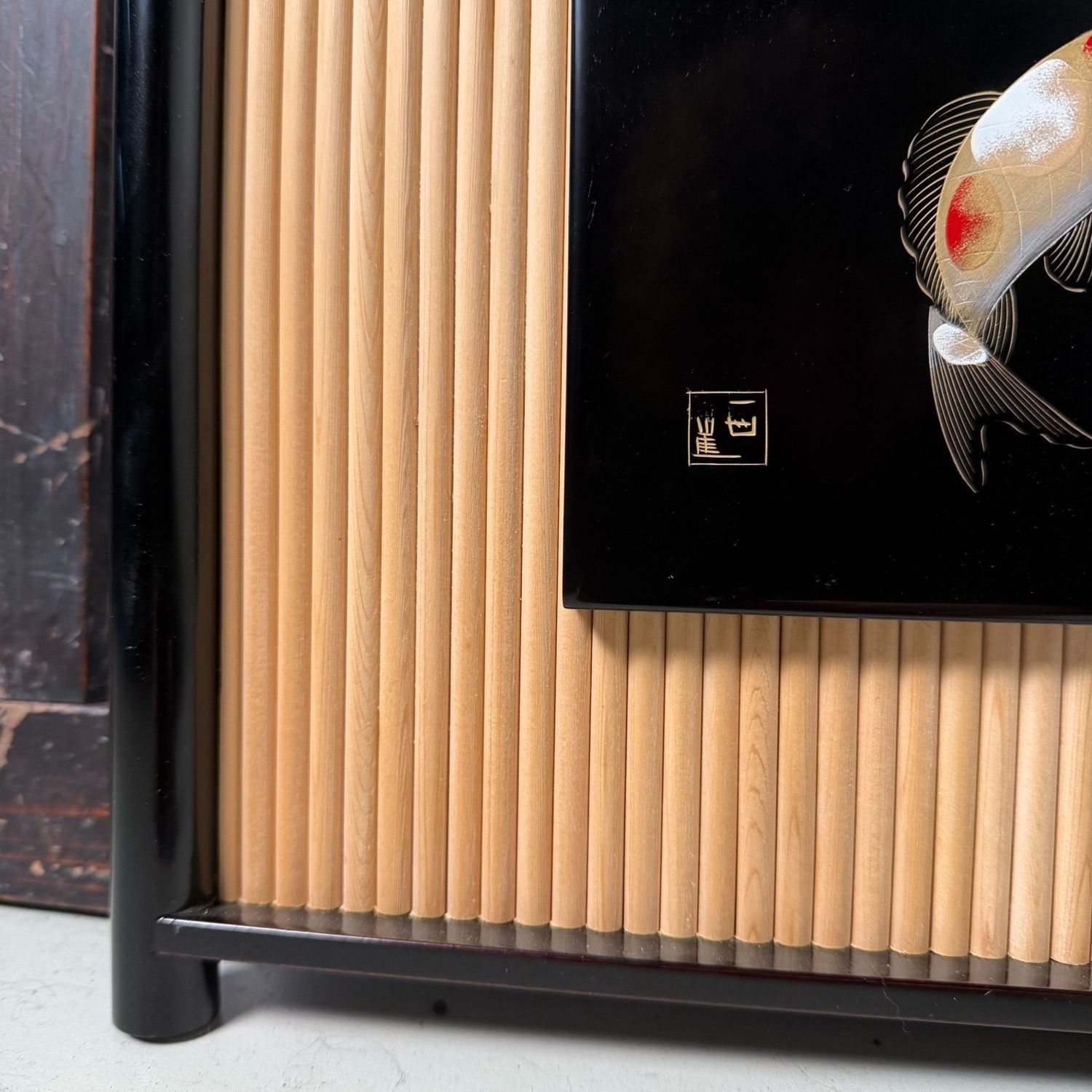 Wajima Lacquer Panel with Koi, Decorative Interior Object, 1970s