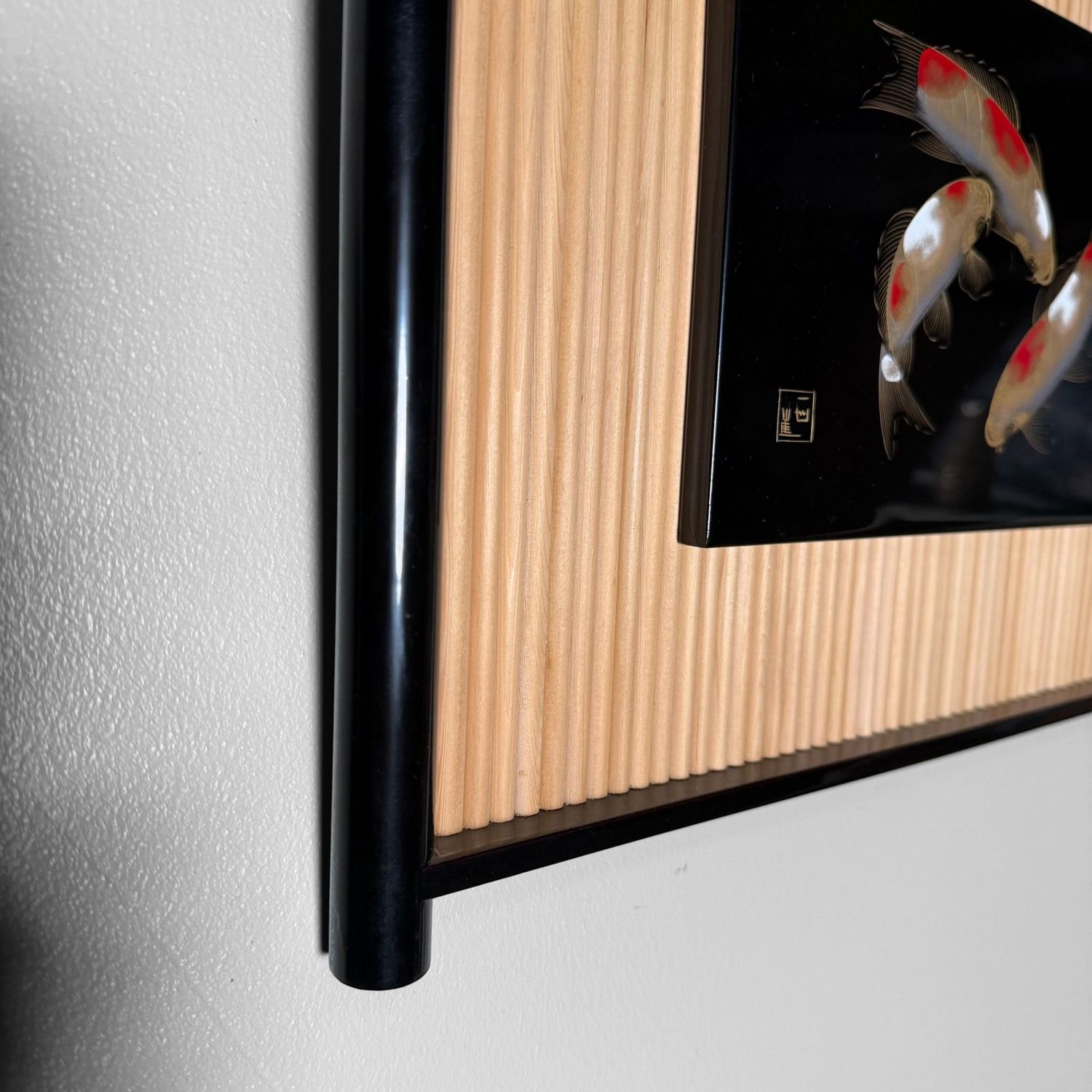 Wajima Lacquer Panel with Koi, Decorative Interior Object, 1970s