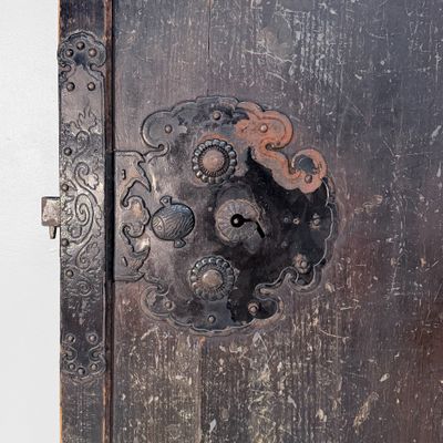 Antique Japanese Sliding Door, Hikido, Architectural Wall Panel, 1860s