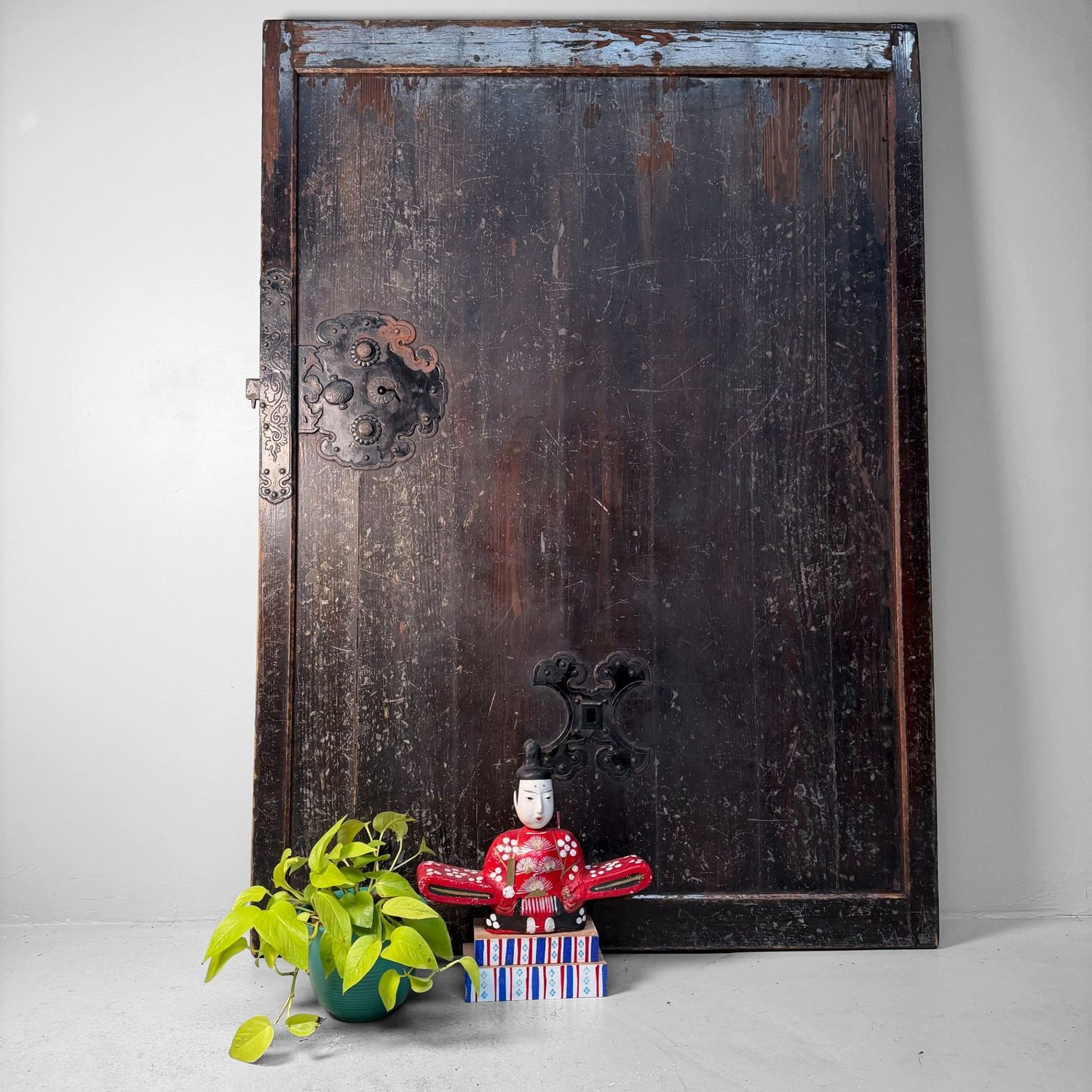 Antieke Japanse Schuifdeur, Hikido, Architecturaal Wandpaneel, 1860s