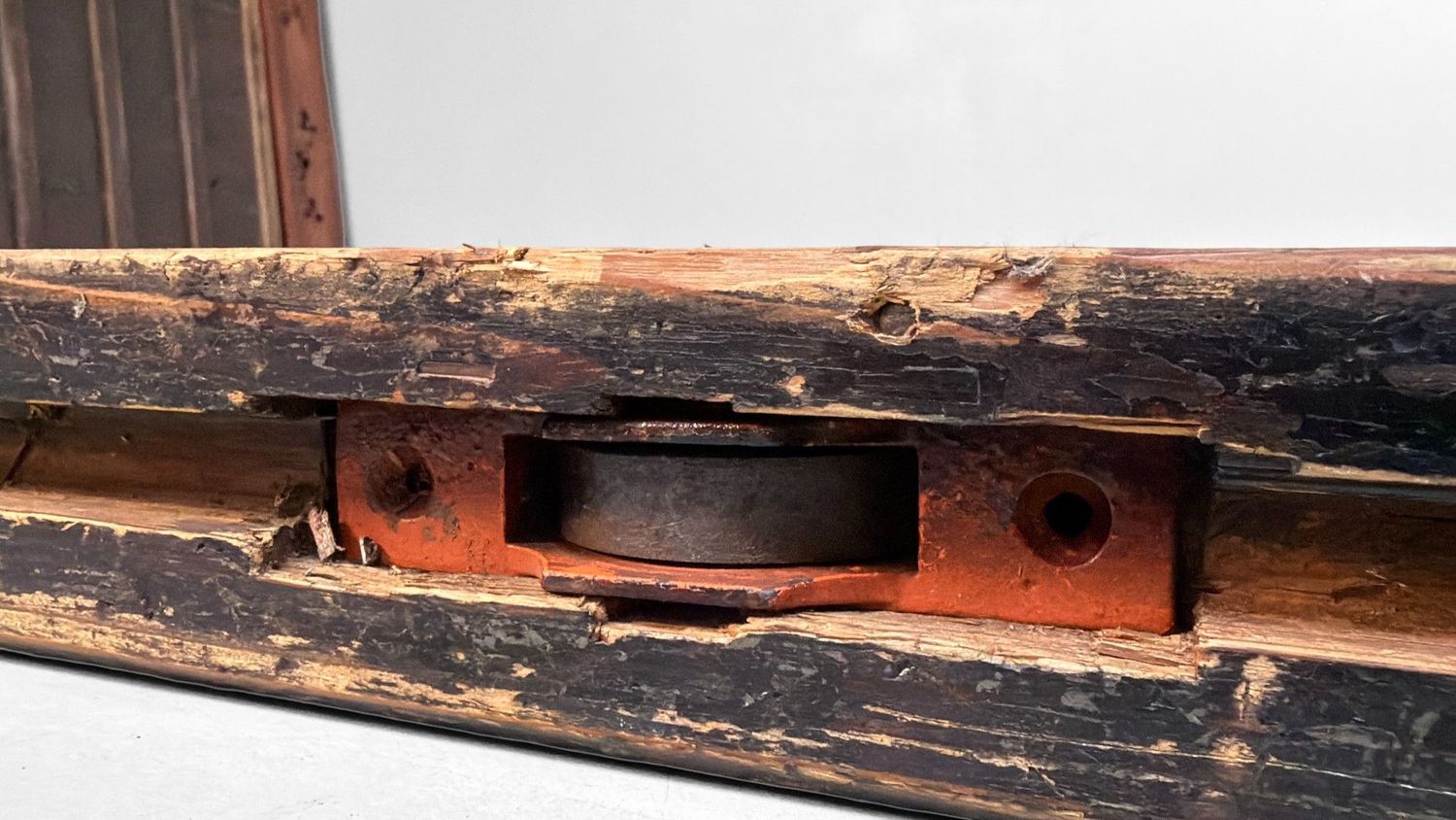 Antieke Japanse Schuifdeur, Hikido, Architecturaal Wandpaneel, 1860s