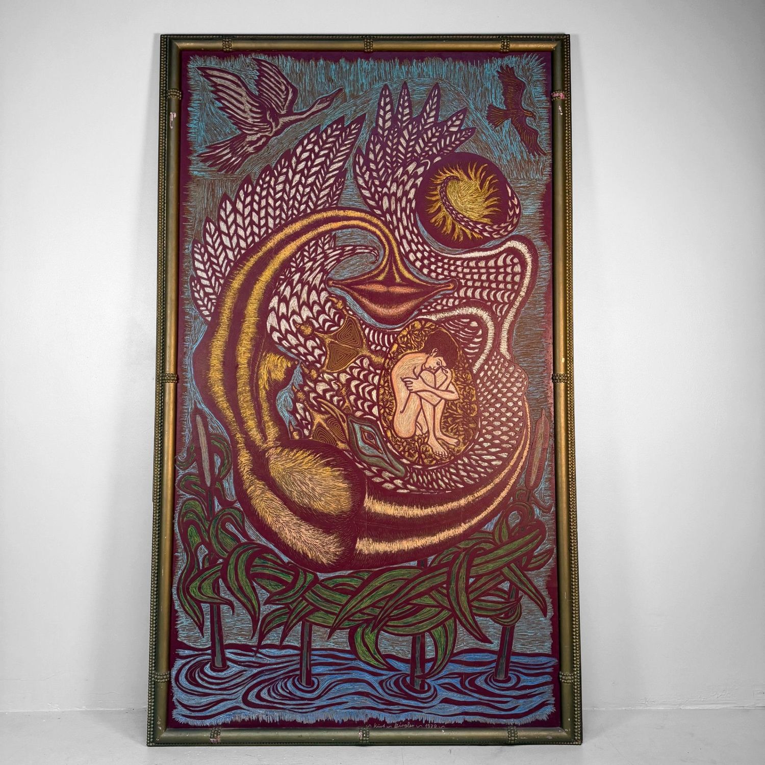 Monumental Relief Block “Leda and the Swan” – Kurt Bingler, 1978