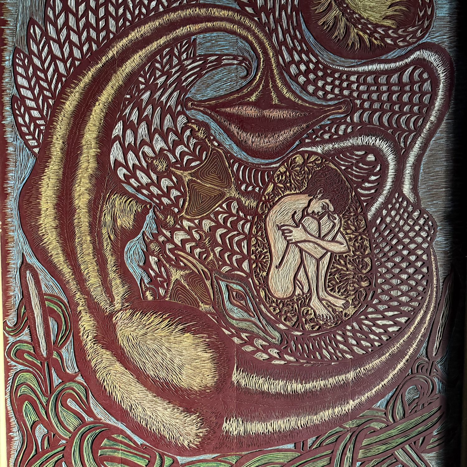 Monumentaal Reliëfblok ‘Leda en de Zwaan’ – Kurt Bingler, 1978