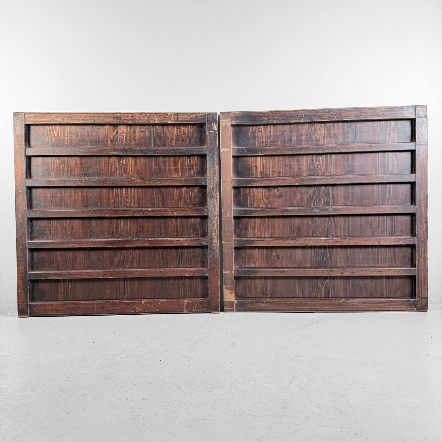 Japanese Wooden Wall Panels (Door Panels), Set of 2, c. 1890