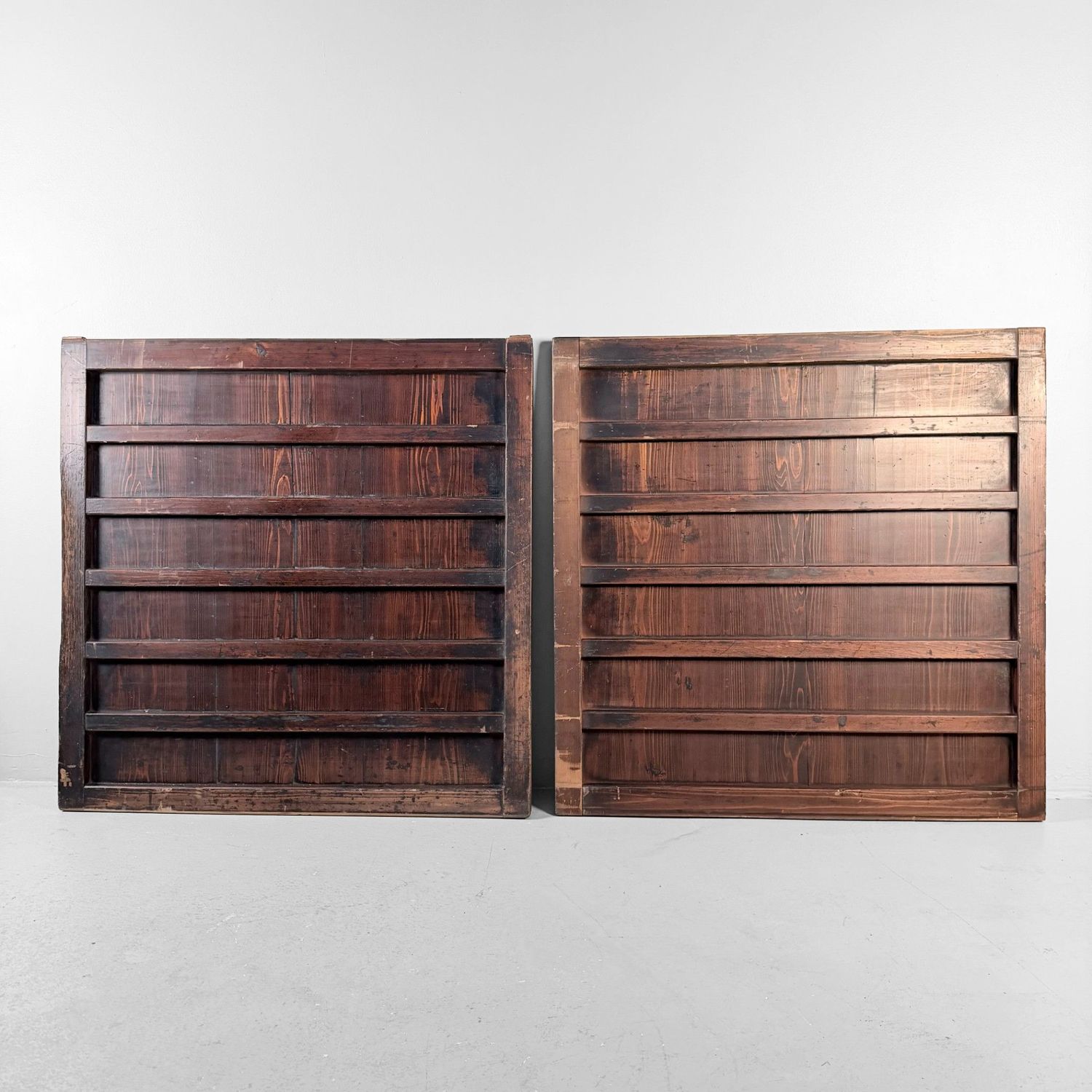 Japanese Wooden Wall Panels (Door Panels), Set of 2, c. 1890