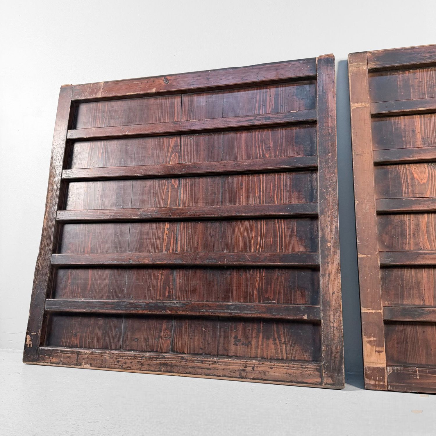 Japanese Wooden Wall Panels (Door Panels), Set of 2, c. 1890
