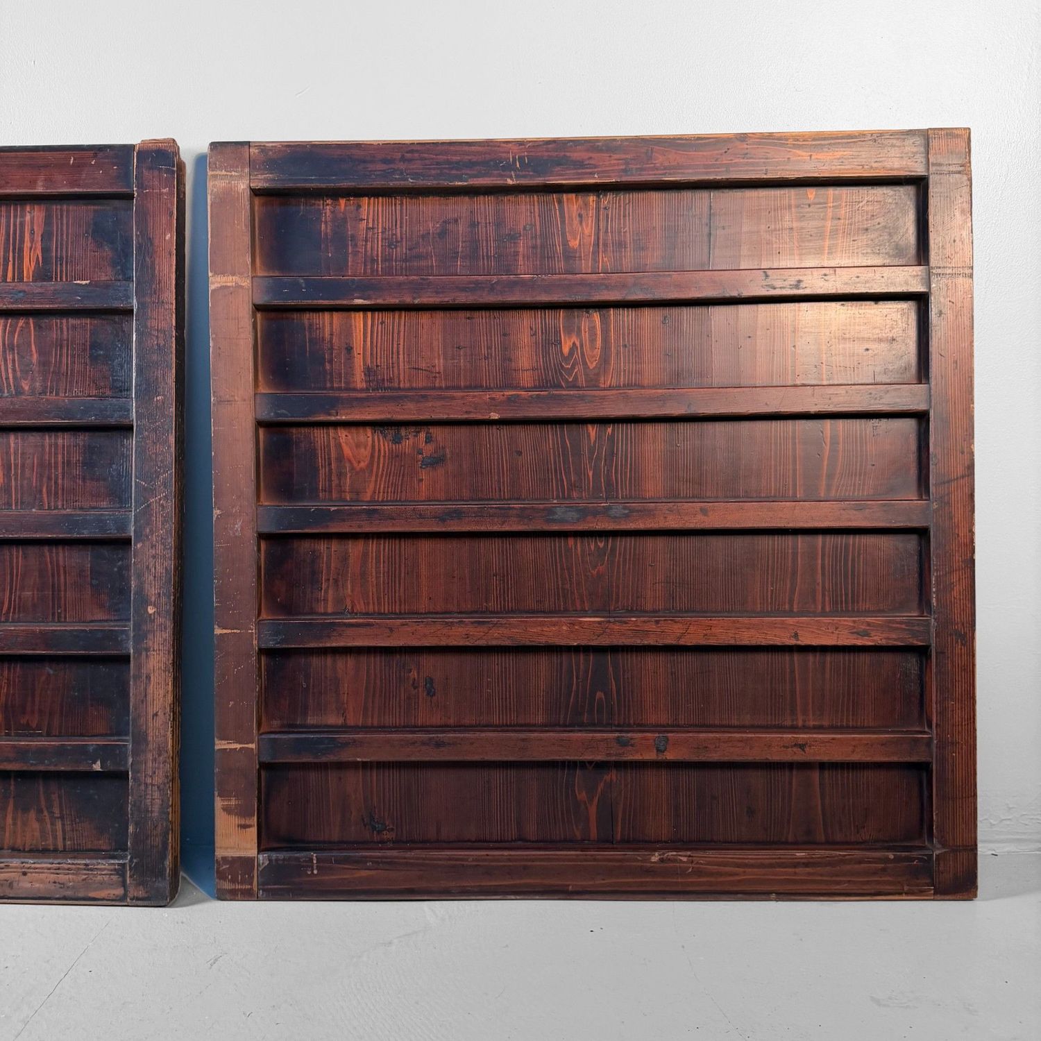 Japanese Wooden Wall Panels (Door Panels), Set of 2, c. 1890