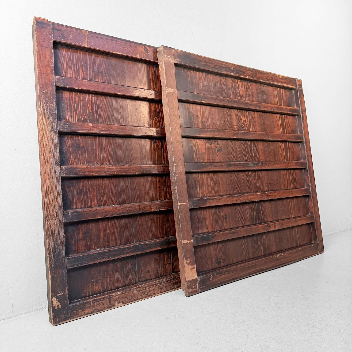 Japanese Wooden Wall Panels (Door Panels), Set of 2, c. 1890
