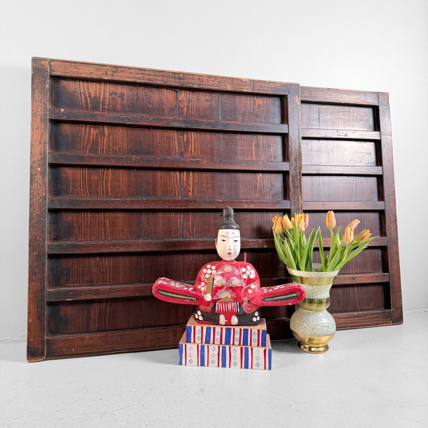 Japanese Wooden Wall Panels (Door Panels), Set of 2, c. 1890