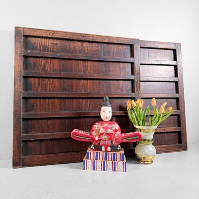 Japanese Wooden Wall Panels (Door Panels), Set of 2, c. 1890