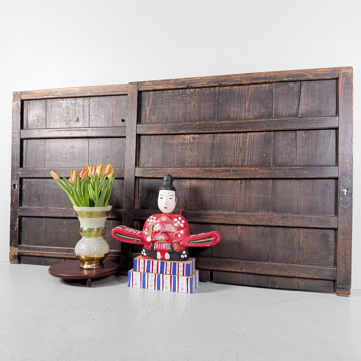 Japanese Wooden Wall Panels (Former Door Panels), Set of 2, c. 1890