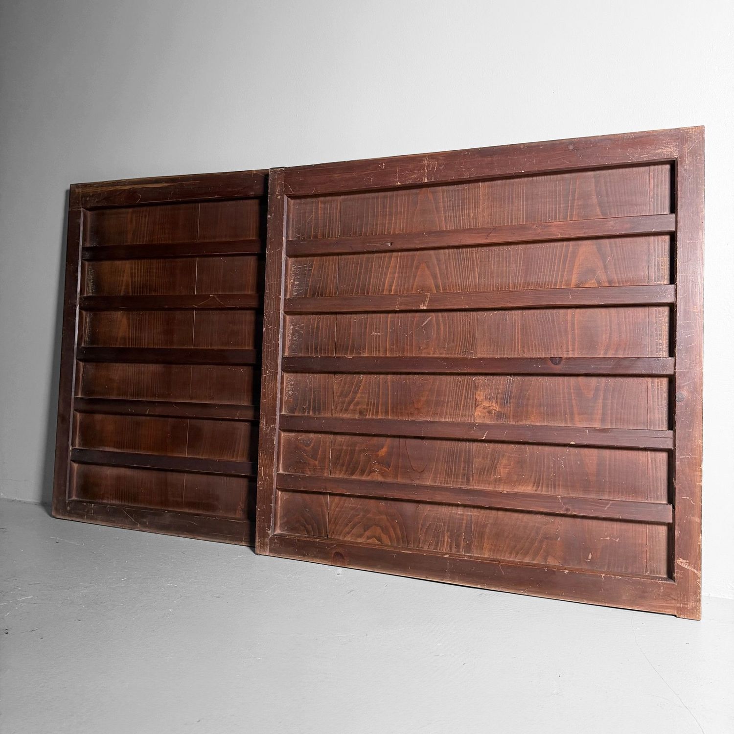 Japanese Wooden Wall Panels, Antique Furniture Door Panels, Set of 2, ca. 1890