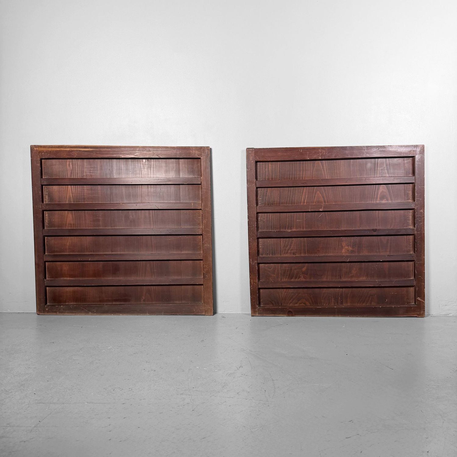 Japanese Wooden Wall Panels, Antique Furniture Door Panels, Set of 2, ca. 1890