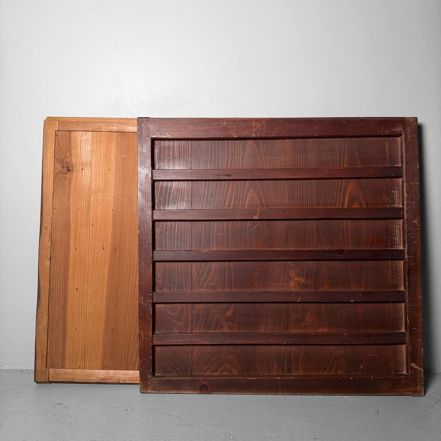 Japanese Wooden Wall Panels, Antique Furniture Door Panels, Set of 2, ca. 1890