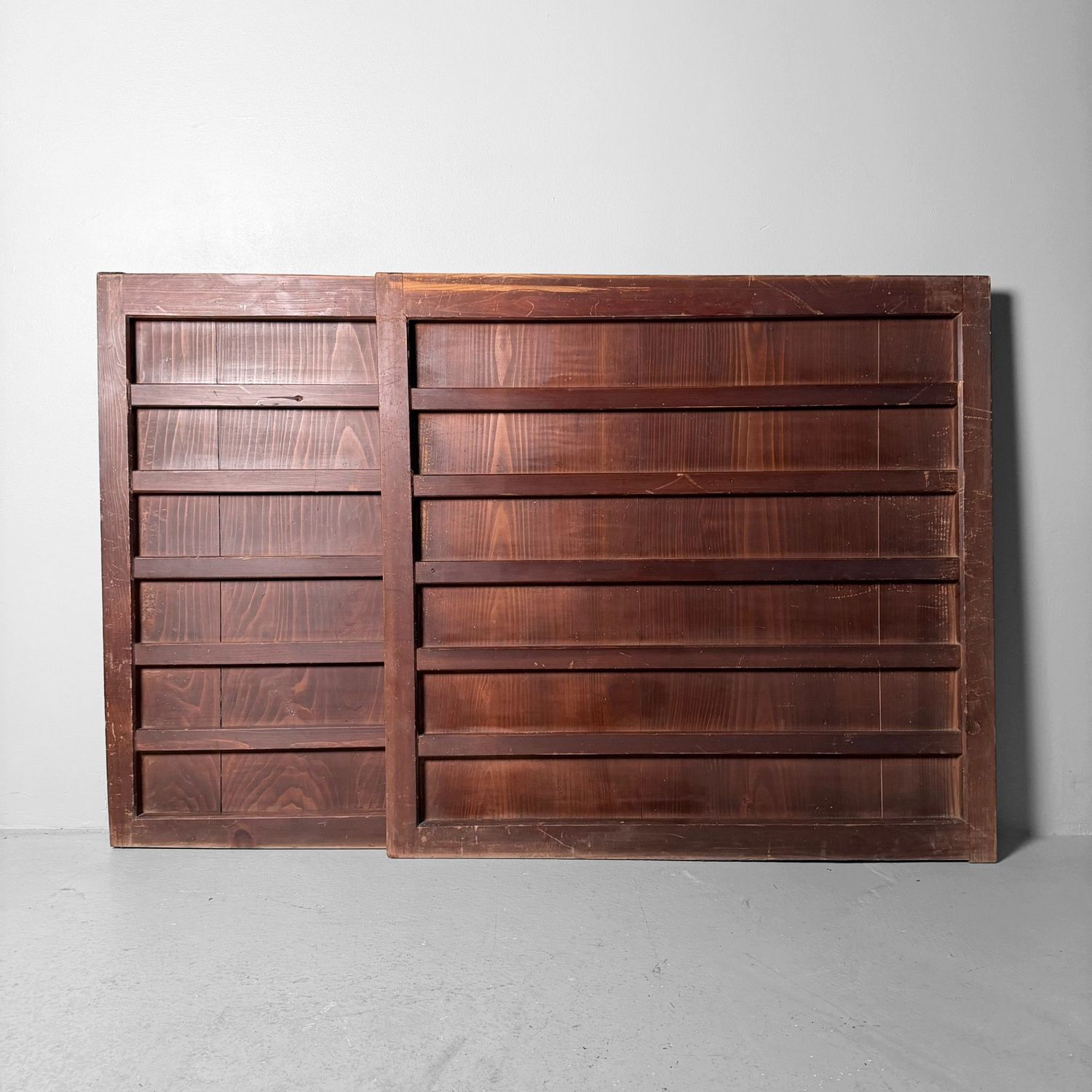 Japanese Wooden Wall Panels, Antique Furniture Door Panels, Set of 2, ca. 1890