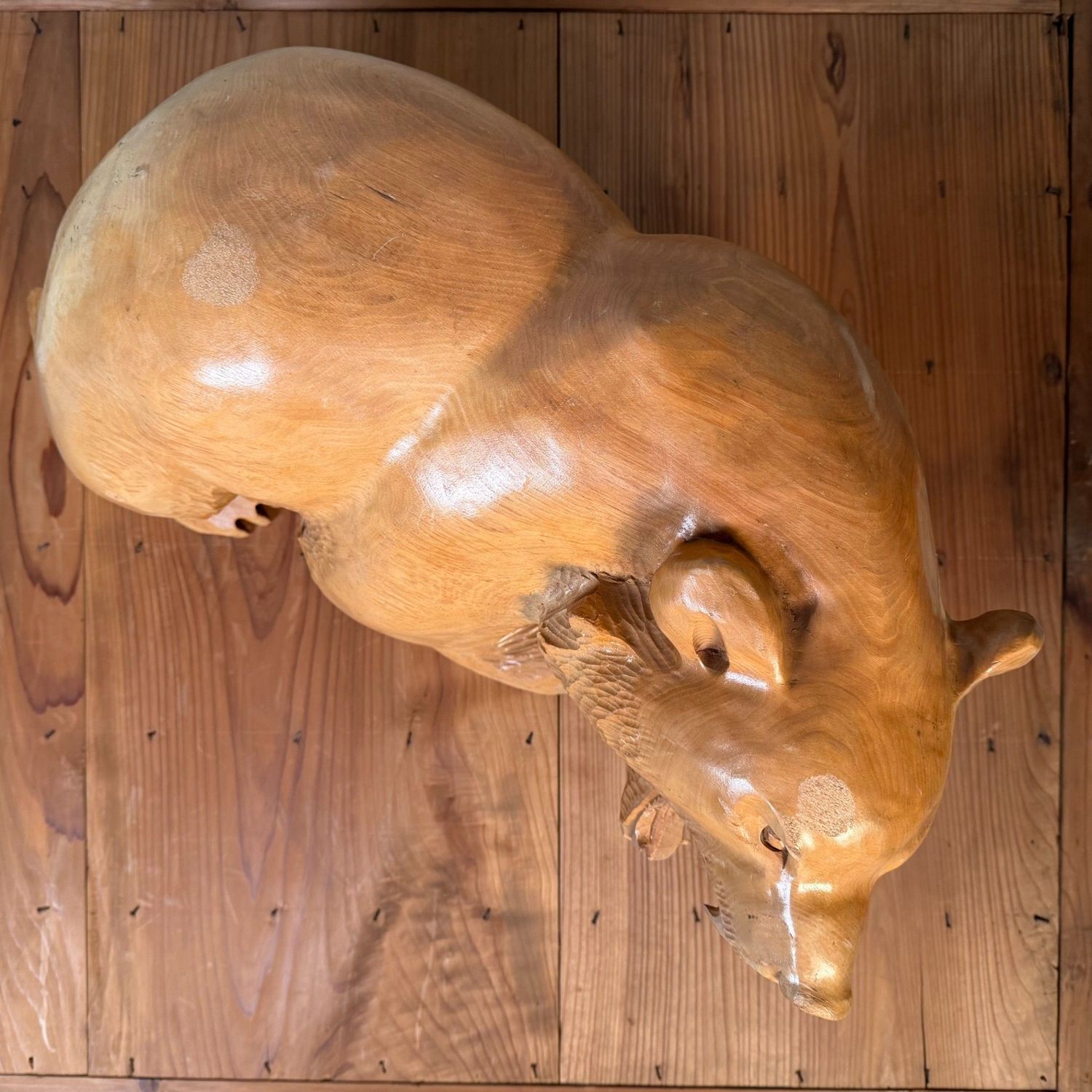 Ainu Houten Beer uit Hokkaido, Handgesculpteerd, 1970s