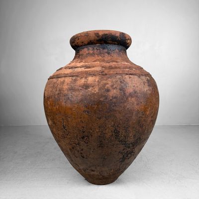 Antique Terracotta Jar, Large Olive Oil Amphora, Portugal, 1900–1930