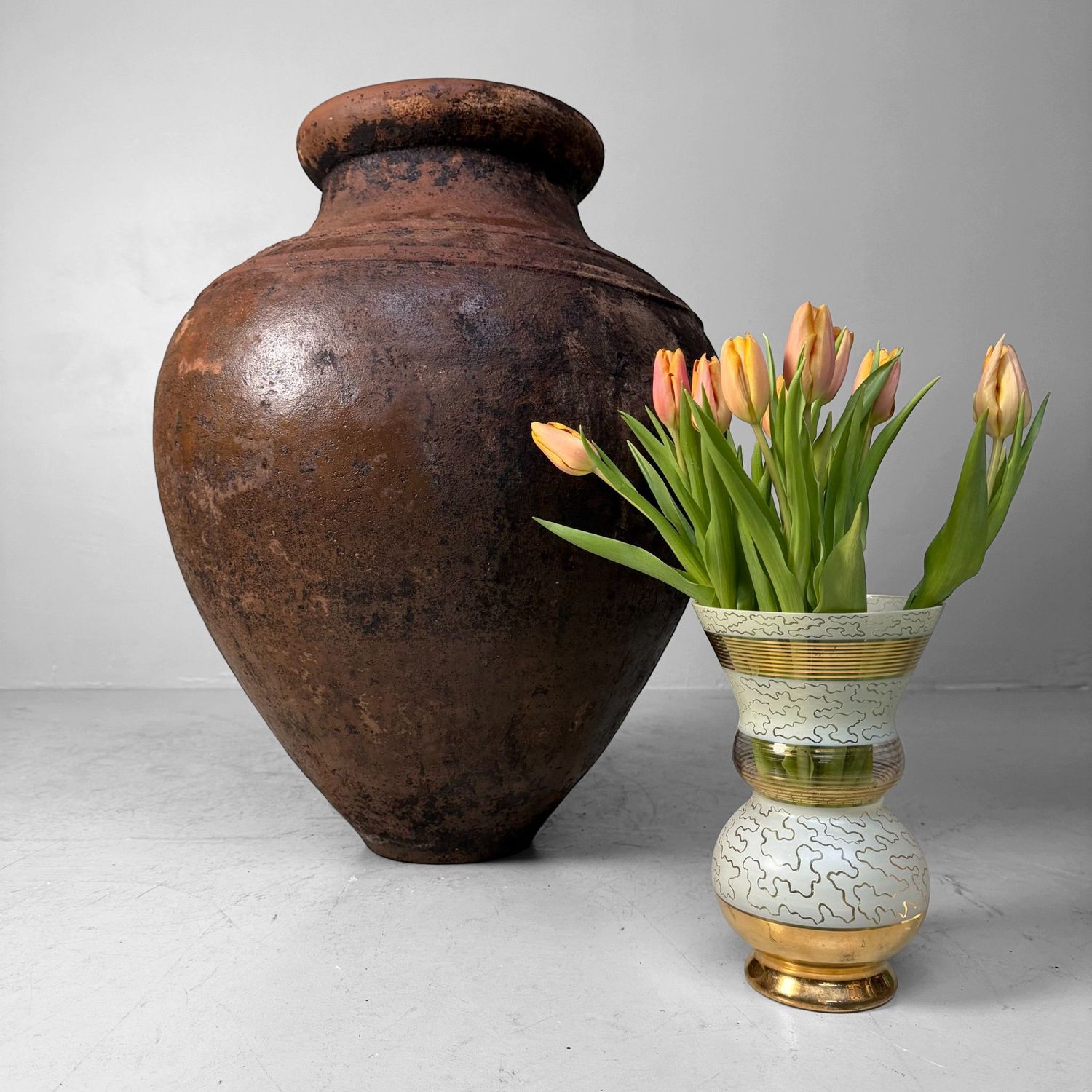 Antique Terracotta Jar, Large Olive Oil Amphora, Portugal, 1900–1930