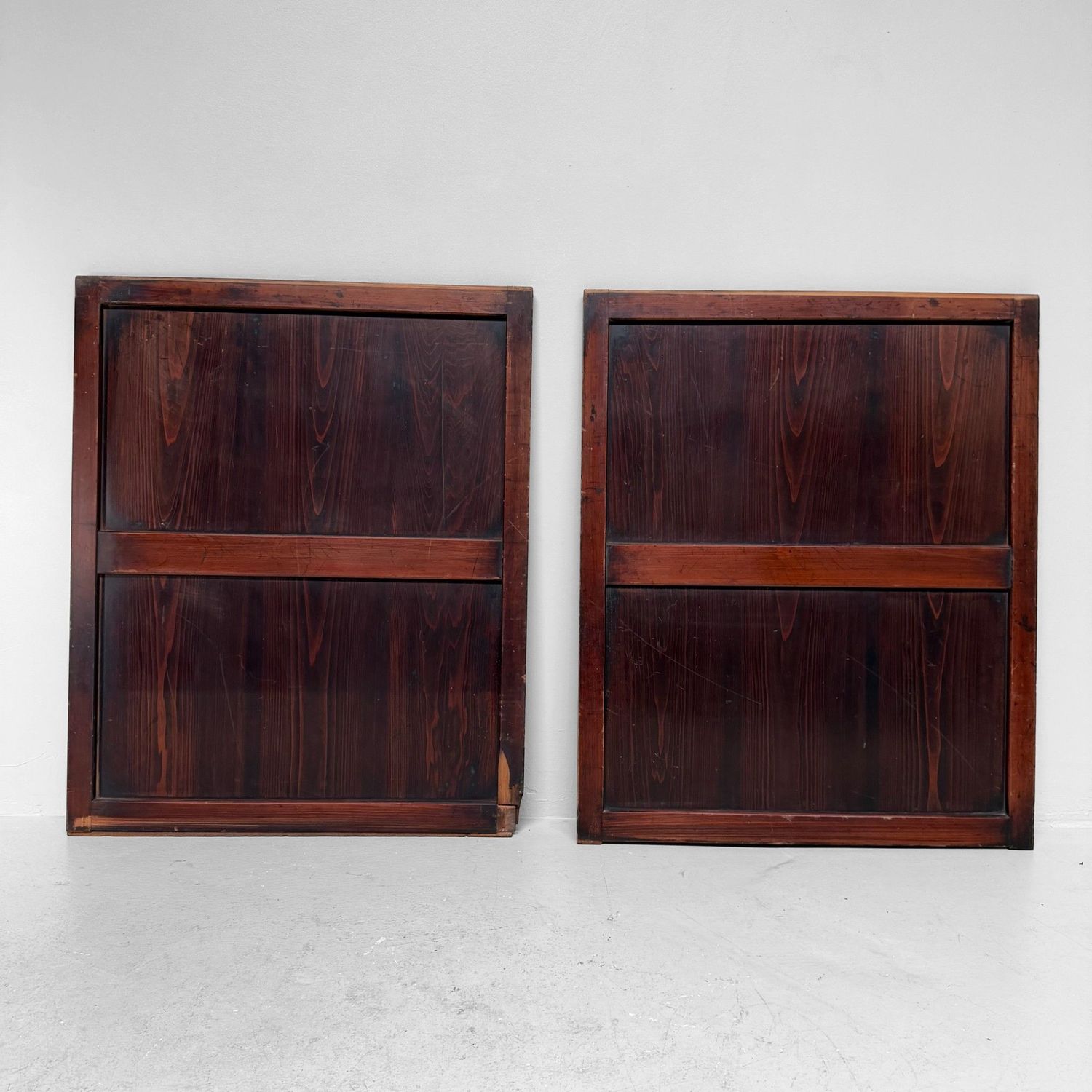 Japanese Wooden Door Panels, Minimalist Wall Decor, 1890s