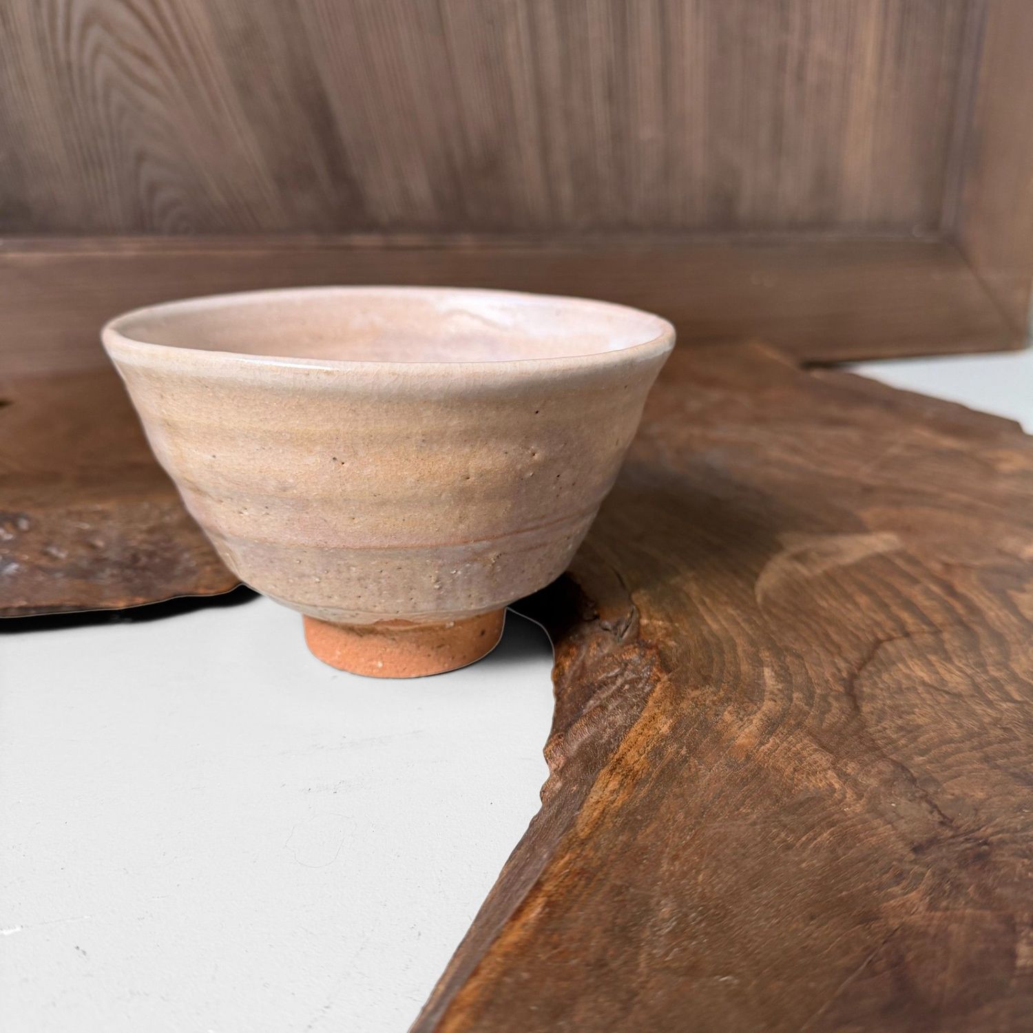 Japanese Matcha Chawan in Ido Form, Wood-Ash Glaze, 1970s